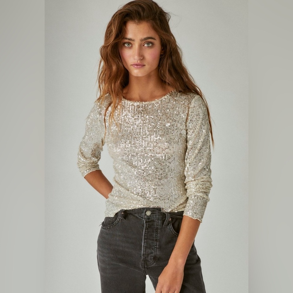 Lucky Brand Knit Sequin Top